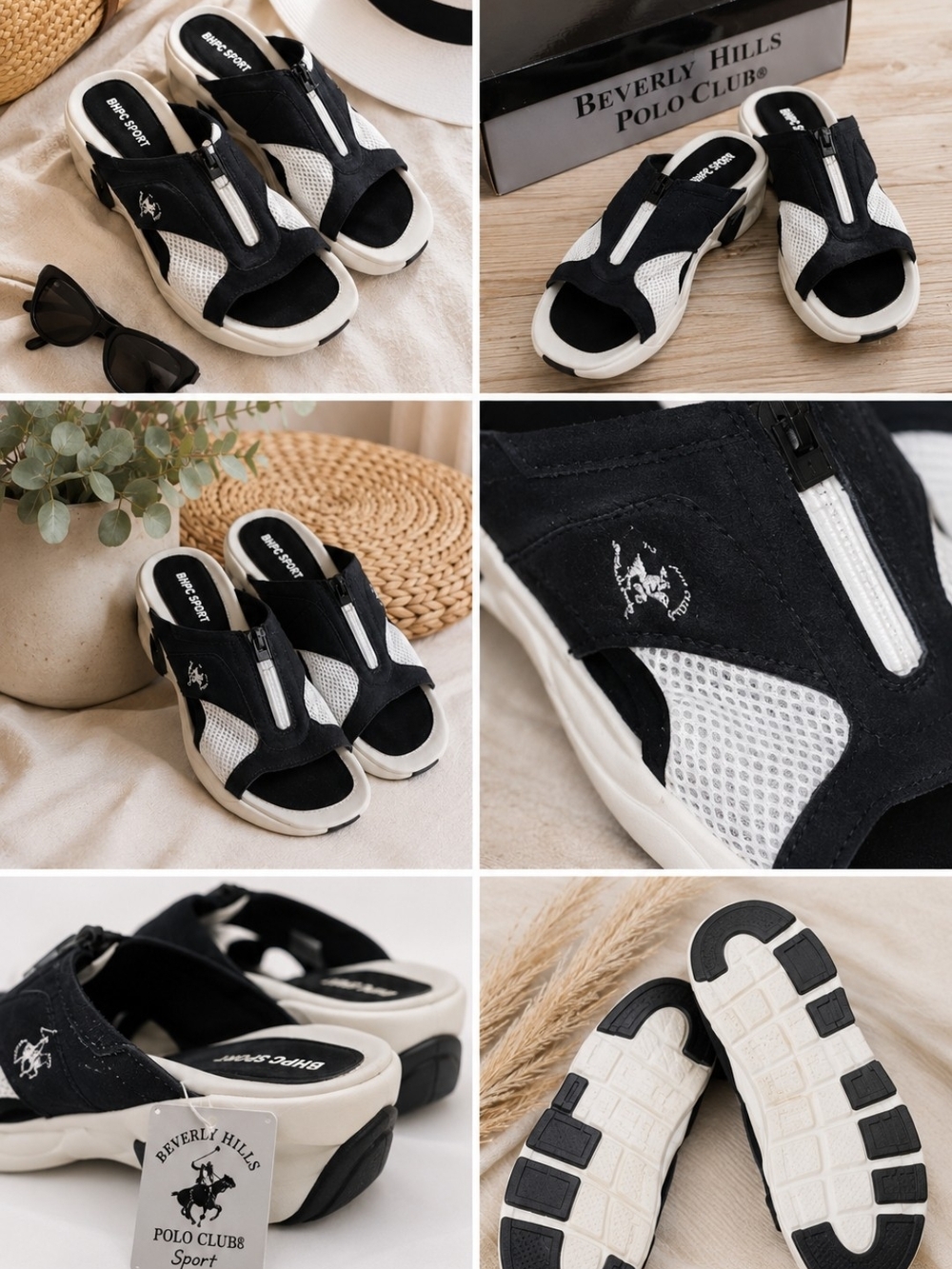 NWT Beverly Hills Polo Club Sport Sandals Sz 10 | Y2K Athleisure | Comfort Slide